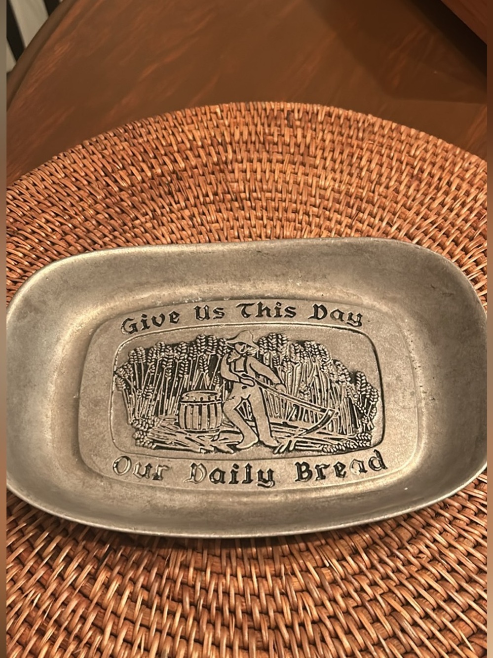 Our Daily Bread Pewter Bread Tray - Silver Decorative Serving Tray